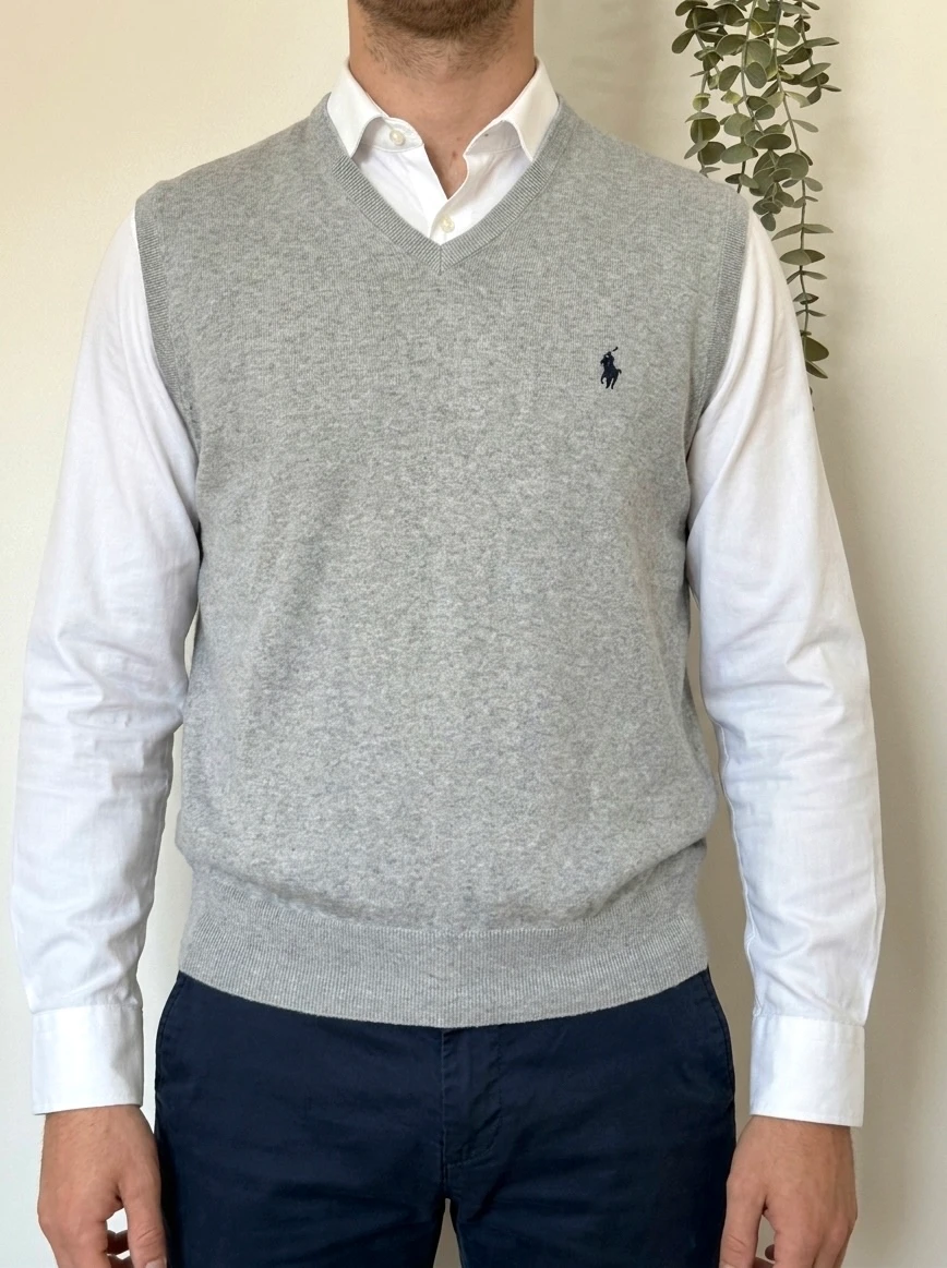 Pull sans manches Polo Ralph Lauren gris clair taille XL - PP2603266