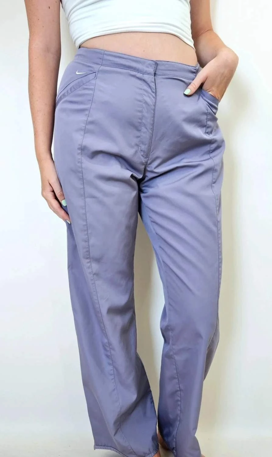Pantalon Track pant Nike vintage violet Swoosh brodé blanc taille M