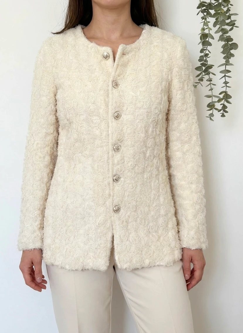 Veste texturée Molly Bracken écru rosaces taille T1/XS