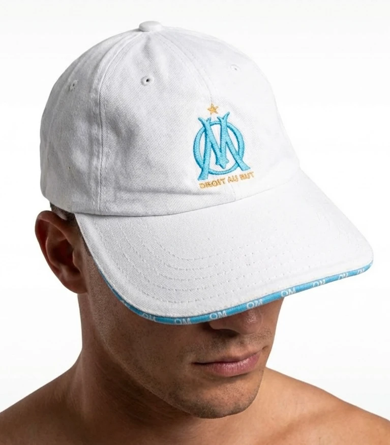 Casquette OM officielle Adidas blanche et bleue réglable