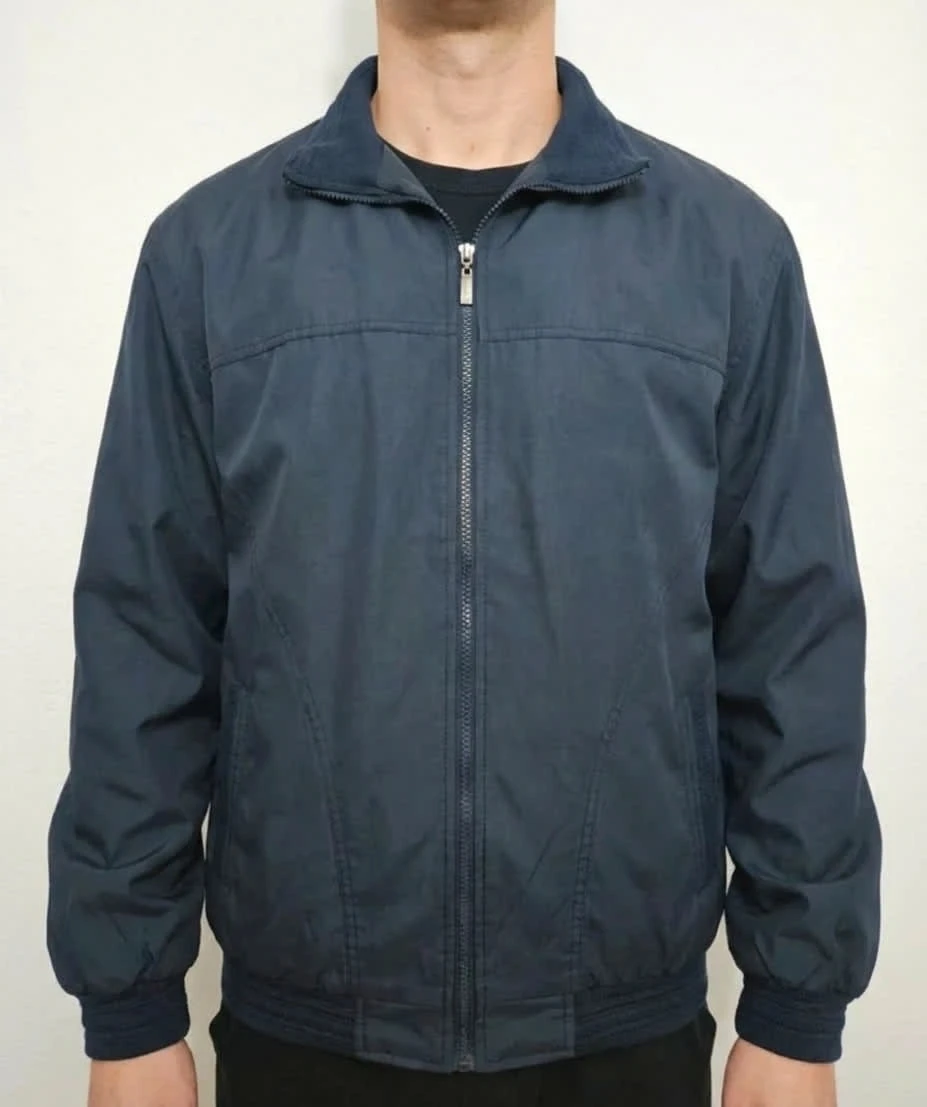 Blouson zippé veste de mi-saison bleu marine taille L