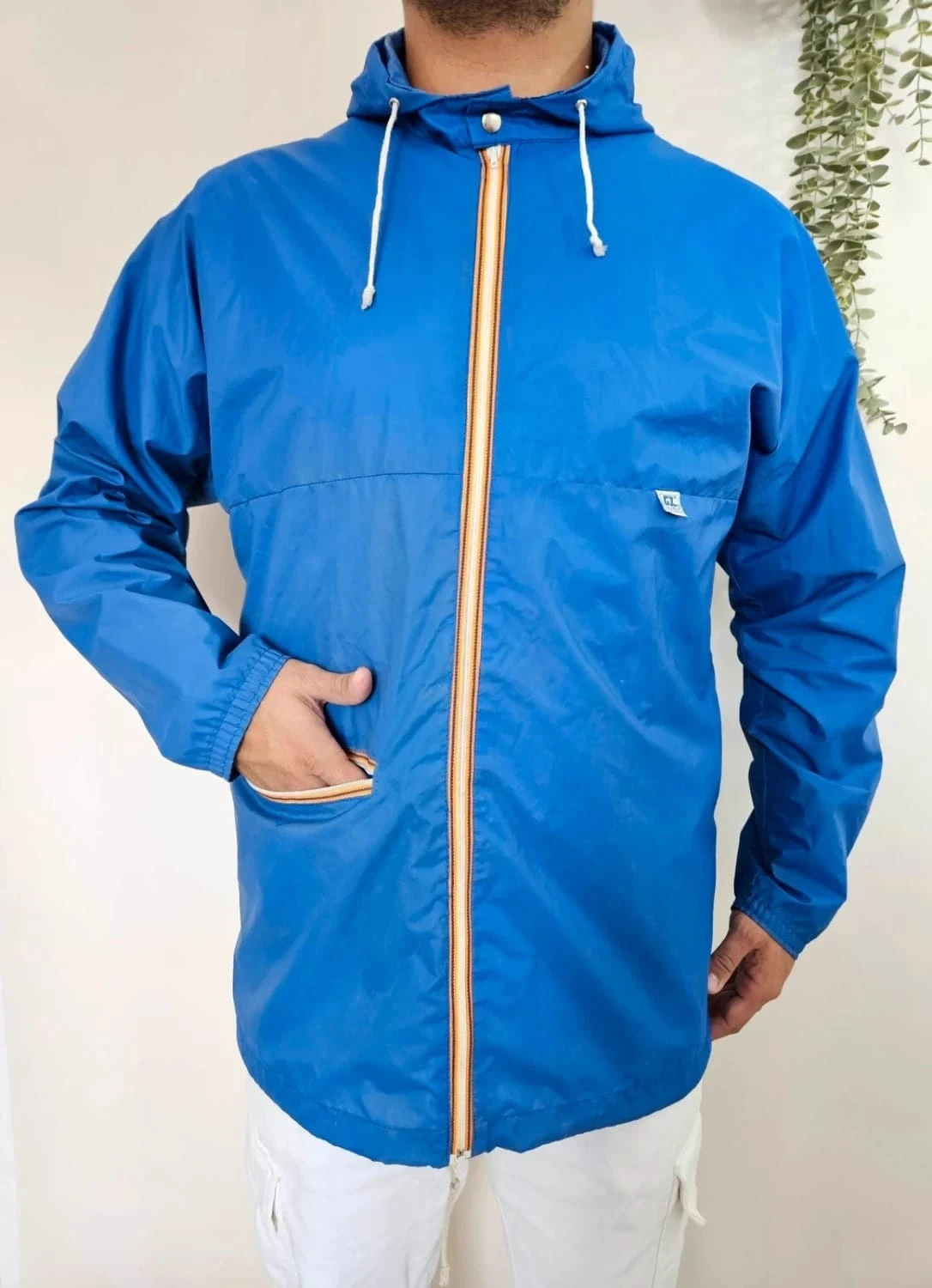 Imperméable bleu à capuche vintage Guy Xsar taille L