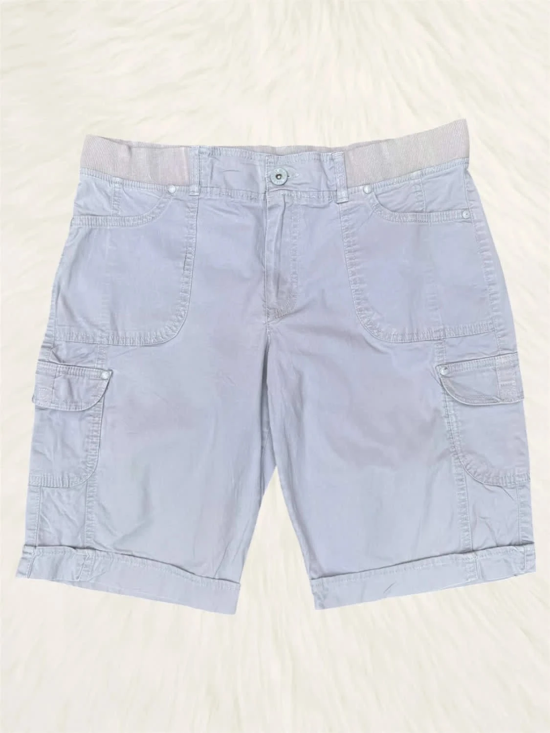 Short cargo gris clair Gloria Vanderbilt ceinture élastique taille XL