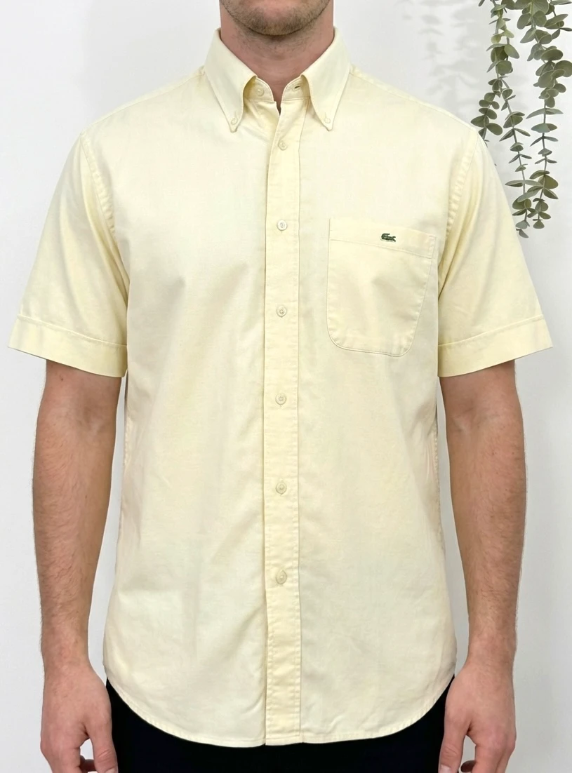Chemise manches courtes coton Lacoste jaune pastel taille 42/XL - FP260180