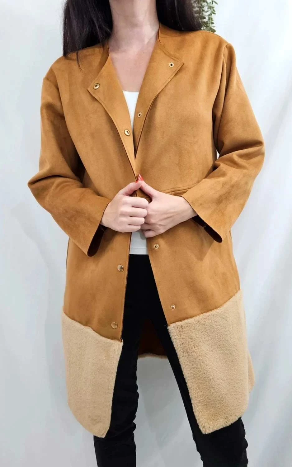 Manteau Zara camel effet suédine taille S
