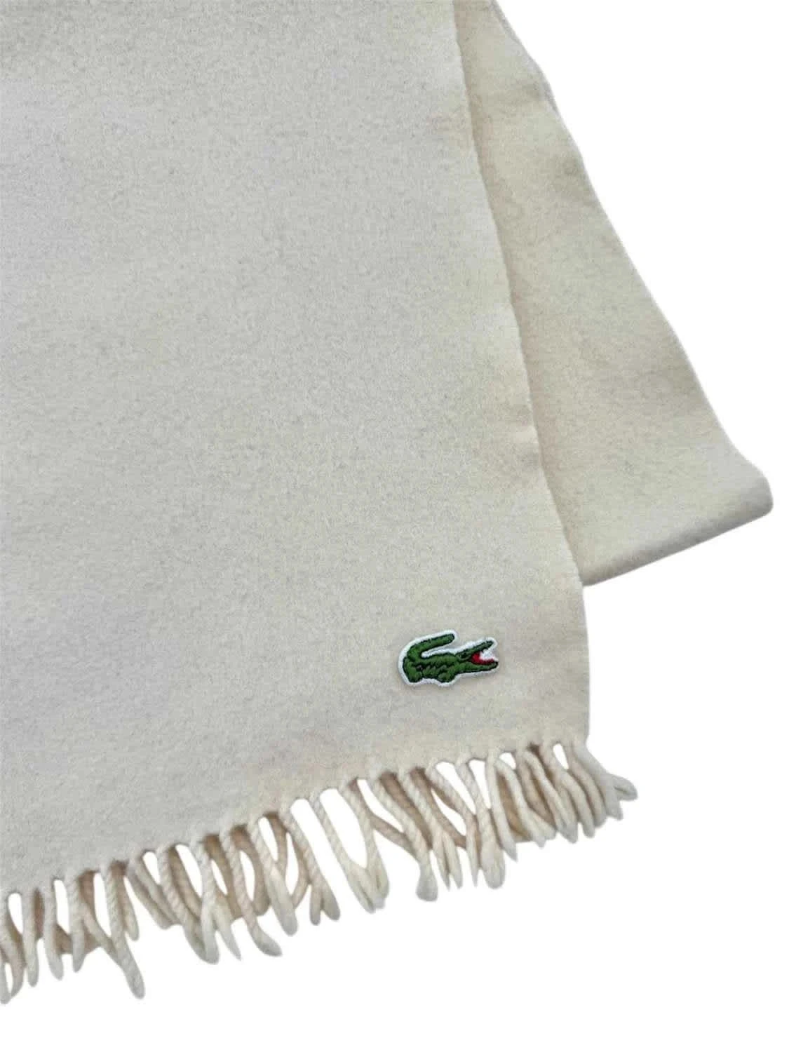 Écharpe laine Lacoste beige écru classique taille unique unisexe