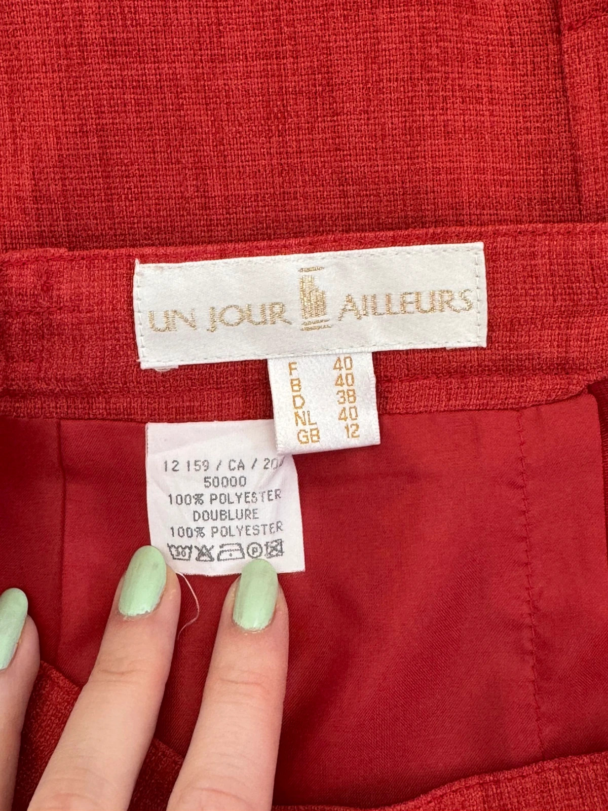 Ensemble tailleur haut jupe Un Jour Ailleurs rouge taille 40 - Photo 11/13