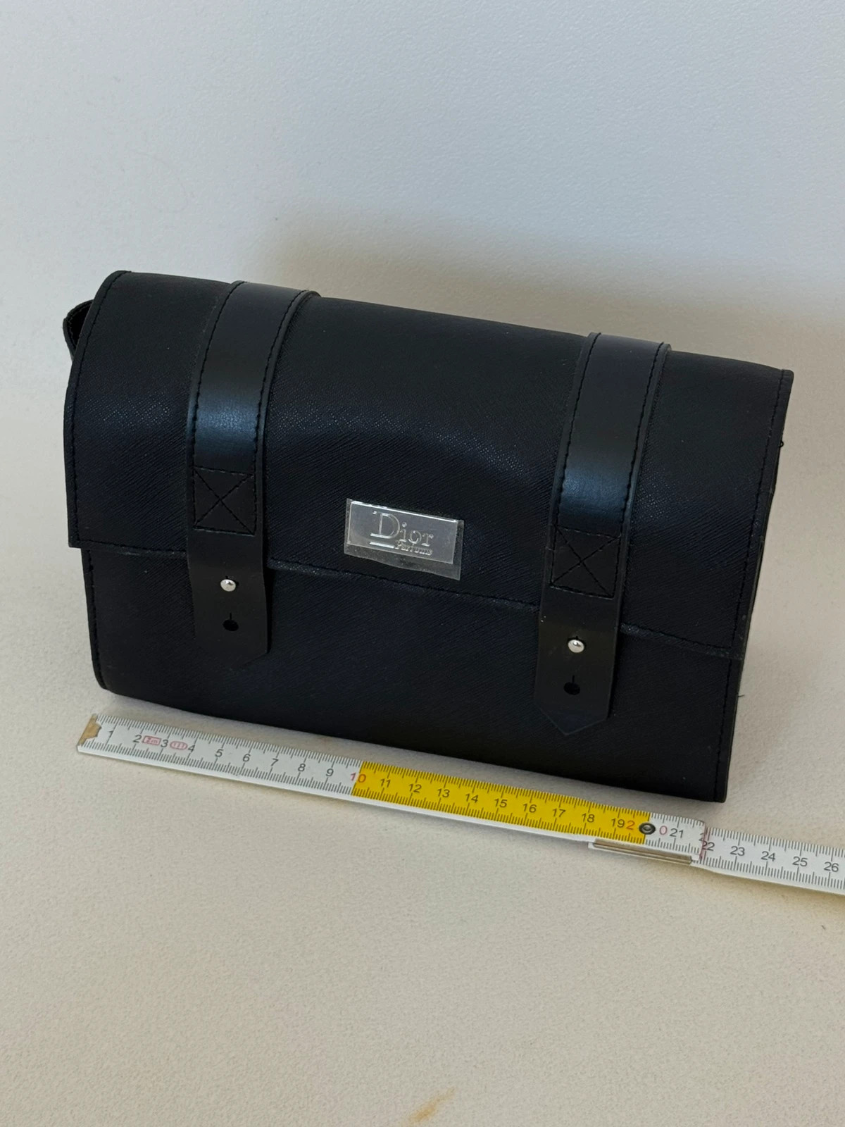 Pochette étui Dior Parfums noir rigide plaque métal style vanity unisexe - Photo 8/10